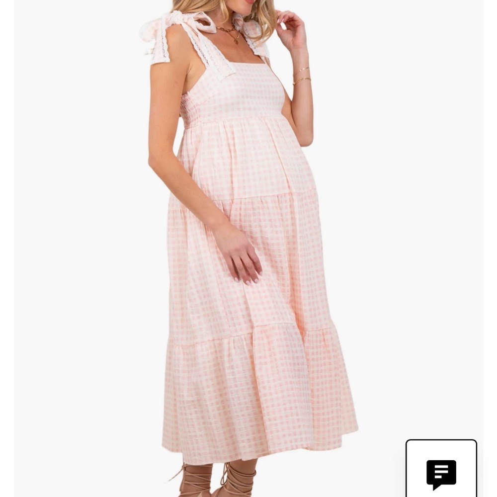 Pinkblush Light Pink Gingham Midi Dress - Picture 4 of 5
